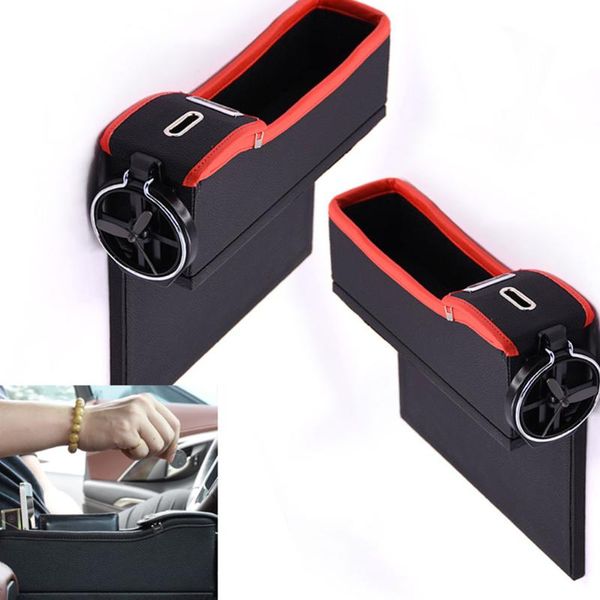 

car organizer quality leather seat crevice storage box drink cup bottle holder phone keys automotive pocket stowing tidying slot