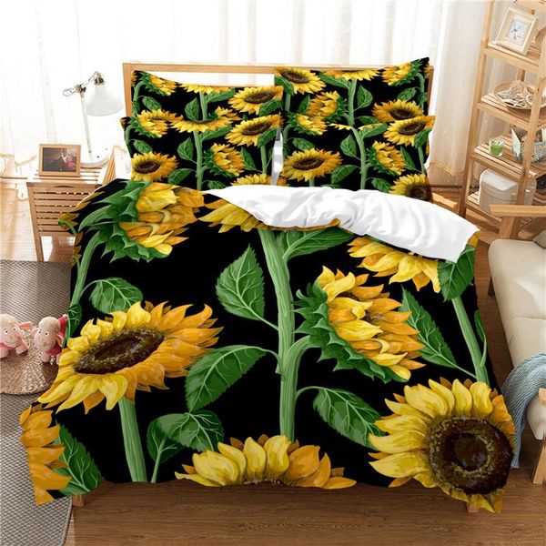 

bedding sets 3d sunflower set  duvet cover bed cotton bedroom