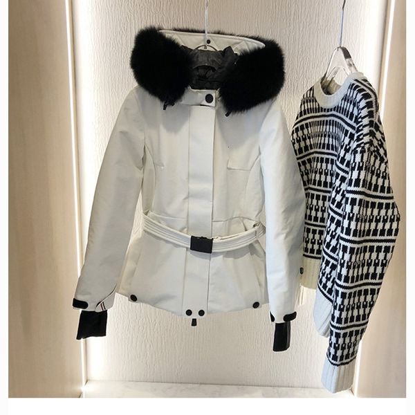 

yilu fox fur ski suit big goose 90 white down jacket female 2021 new style, Black