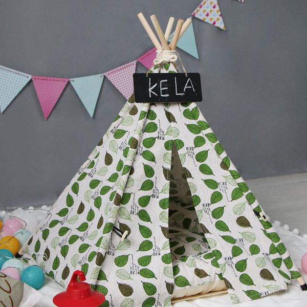 

dog houses & kennels accessories pet teepee cats rabbits bed canvas portable tents with cushion aia99