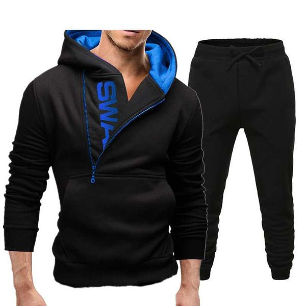 

men's tracksuits jogging suit hoodie pants warm sportswear track half zipper casual 2-piece set sweatshirt, Gray