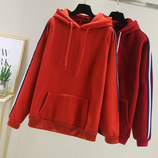 

women's hoodies & sweatshirts solid color hooded thickening coat sweatshirt women loose casual sweater pullover blouse jacket, Black