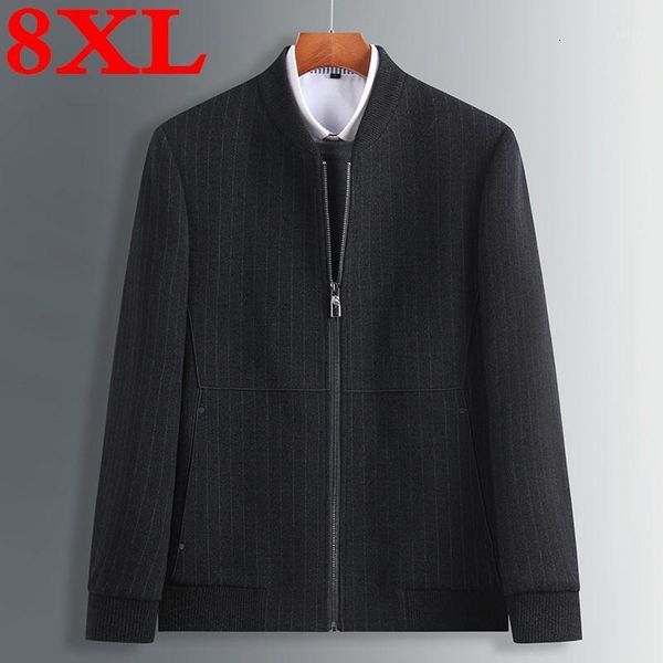 

plus size 10xl 8xl brand men's casual wool jacket winter thick warm luxury knitted wool fashion slim lapel coat1, Black