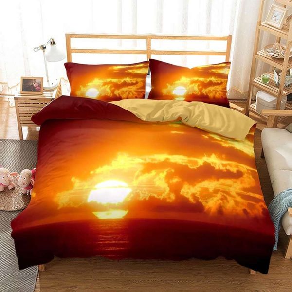 

golden sunset bedding set tropical beach holiday duvet cover set girl bed linen set sunrise quilt cover pillowcase single double