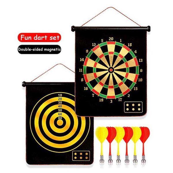 

15 /17 inches magnetic dart board set double sided flocking drop dartboards target plate kids indoor safety game toys