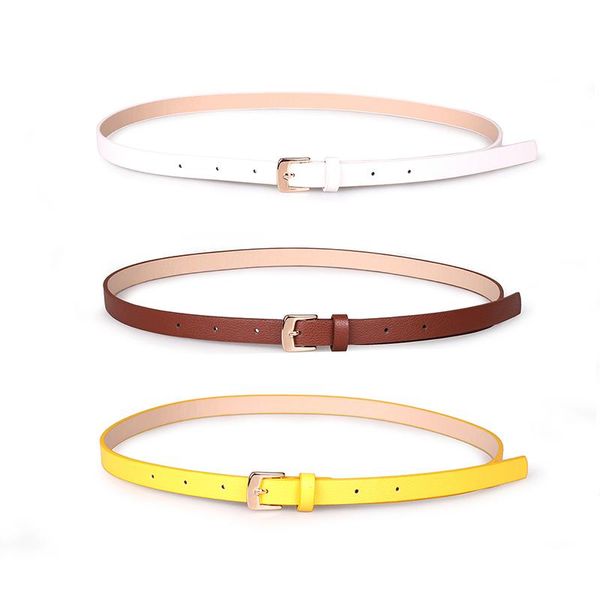 

belts angry snake women's belt yellow/brown/white pin-buckle all-match narrow thin lady's 3pcs, Black;brown