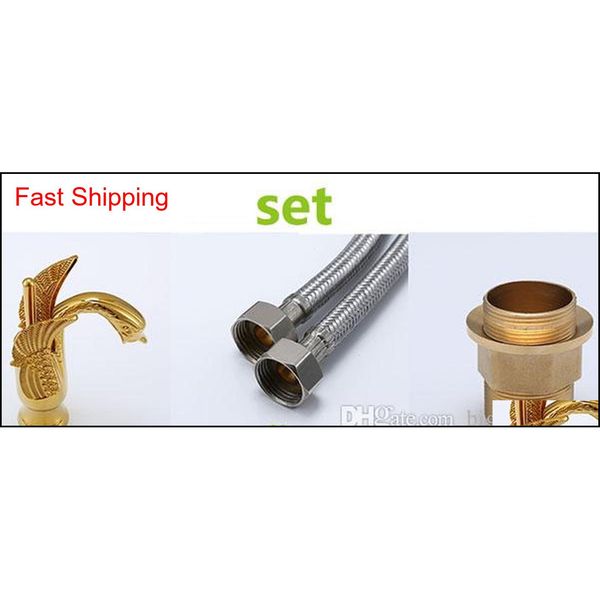 

elegant swan shape brass gold silver black finish bathroom mixer taps deck mount basin vessel fauce qyltrz bdenet