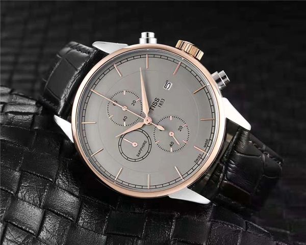 

designer watches designer watch luxury watch tiss 1853 brand wrist for men multifunction calendar leather strap quartz all dials can work tt, Slivery;brown