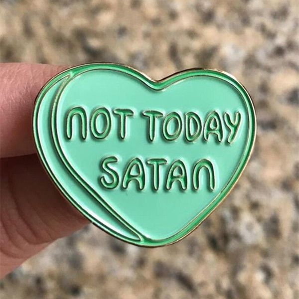 

pins, brooches not today satan heart drag race enamel brooch pin hat bag collar lapel pins badges women men's fashion jewelry accessori, Gray