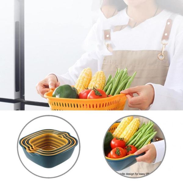 

kitchen storage & organization 6-piece multifunctional drain basket for cleaning,draining and storing fruits vegetables easy to place safe m