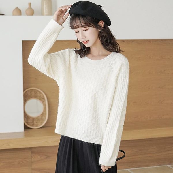 

2021 new v-neck japanese pullover for women, White;black