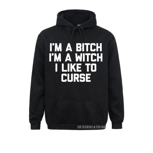 

men's hoodies & sweatshirts i'm a bitch witch i like to curse hoodie funny cool sweatshirt autumn hoods beach male, Black