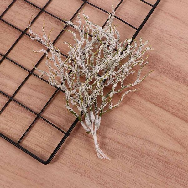 

1 bundle artificial white grass snow pine branch simulation flowers plant wedding ornament party supply christmas decor