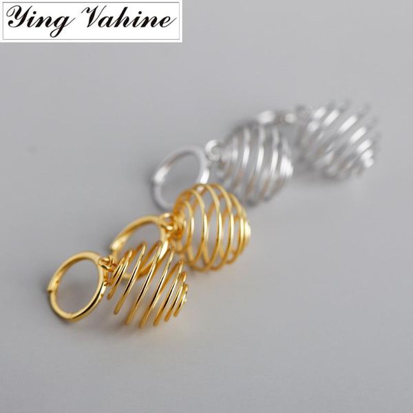 

other ying vahine 100% 925 sterling silver hollow ball pendant stud earrings for women, Golden;silver