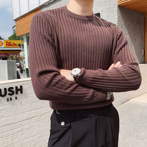 

High 2021 New Quality Fashion Long Winter Nightgown Manly Thick Casual Fine Knit Pullovers Pull Homme 3xl- V1Q3, White;black