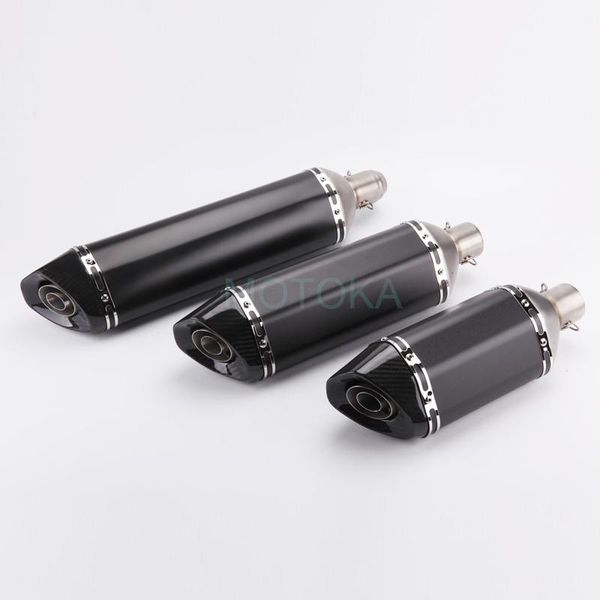 

motorcycle exhaust system universal modified pipe tmax 530 nmax rc390 mt07 cbr300 570mm carbon fiber tip moto scooter slip-on