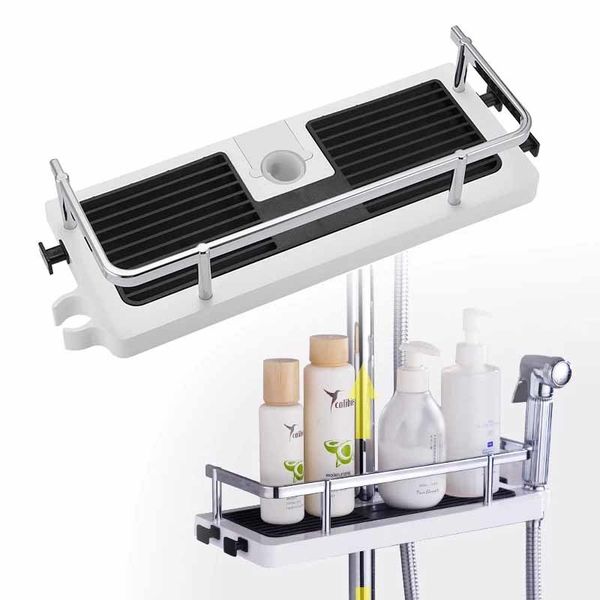 

2021 new room storage column shampoo tray rack, no drill lifting rod shower head rack on the first floor t9ic