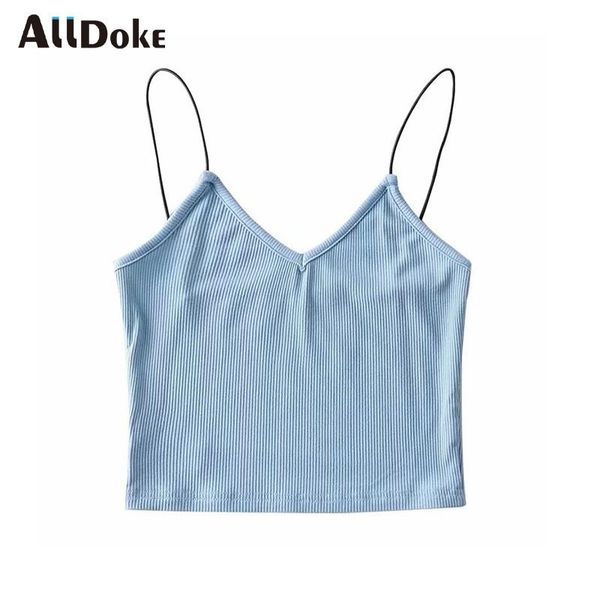 

women's tanks & camis alldoke white spaghetti crop women summer sleeveless short tank vintage ladies solid knitting cropped femme c