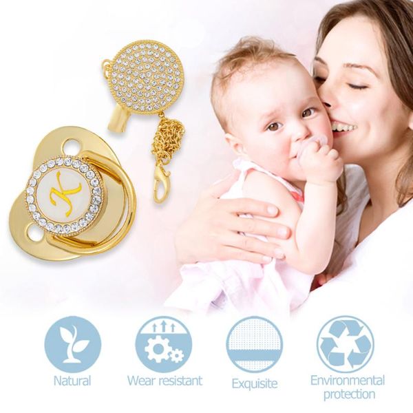 

pacifiers# baby initials pacifier clip holder infant silicone clips chain bling born dummy pacifiers accessories calm