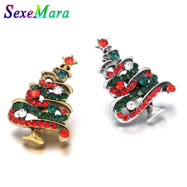 

charm bracelets 6pcs/lot christmas snaps jewelry rhinestone tree snap buttons fit 18mm 20mm button necklace bracelet, Golden;silver
