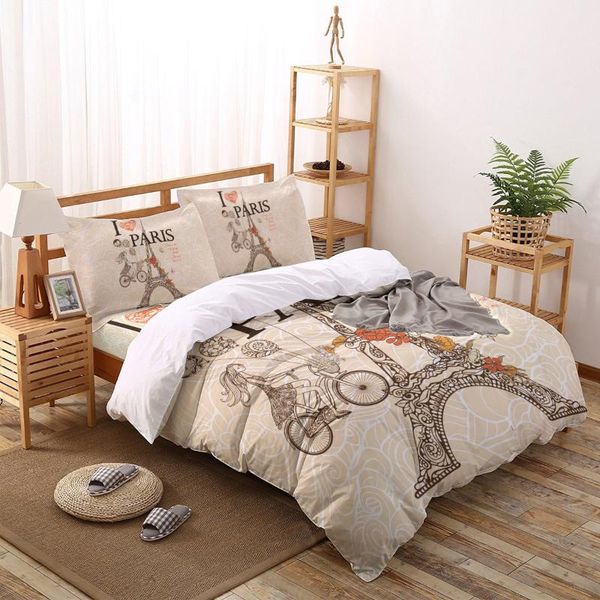 

bedding sets red love girl cyclist eiffel tower paris duvet cover pillow case bed sheet boy kid teen set king  twin full