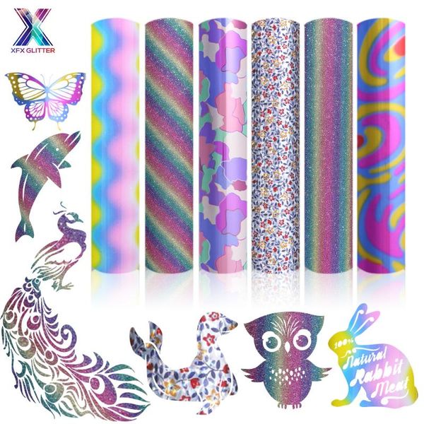 

window stickers xfx htv 12x10 in 6 sheets iridescent heat transfer colorful animal print iron on for t-shirts diy