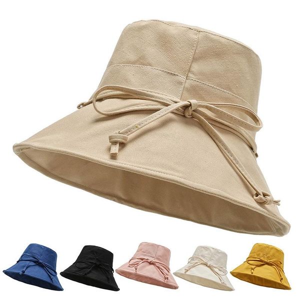 

wide brim hats style big sun hat fashion casual foldable basin ladies solid color fisherman outdoor hiking bucket cap, Blue;gray