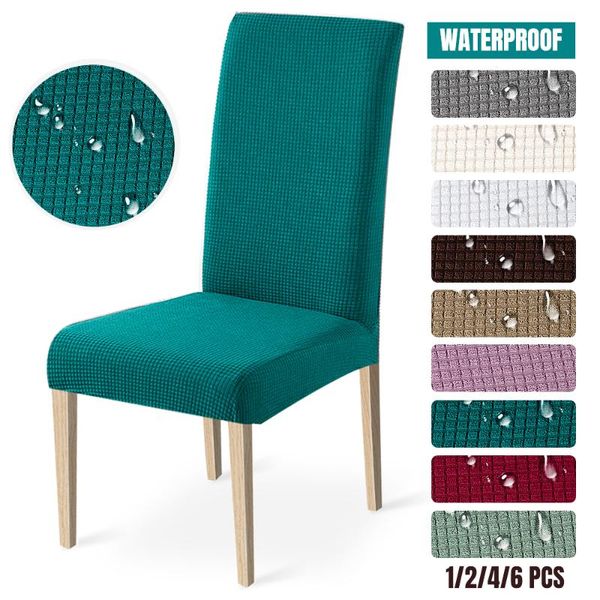 

chair covers 1/2/4/6pcs waterproof jacquard dining cover spandex slipcover stretch case for chairs kitchen el banquet seat elastic