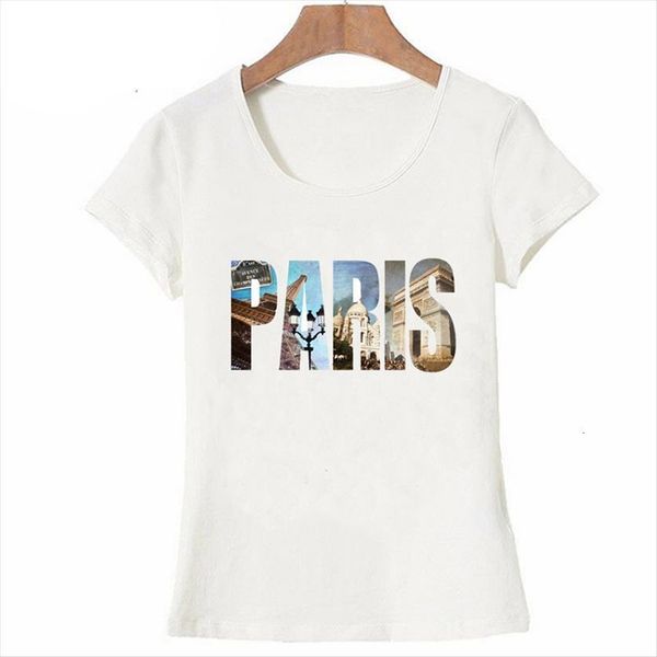 

vintage i love paris print women girl summer fashion casual ladies tee, White