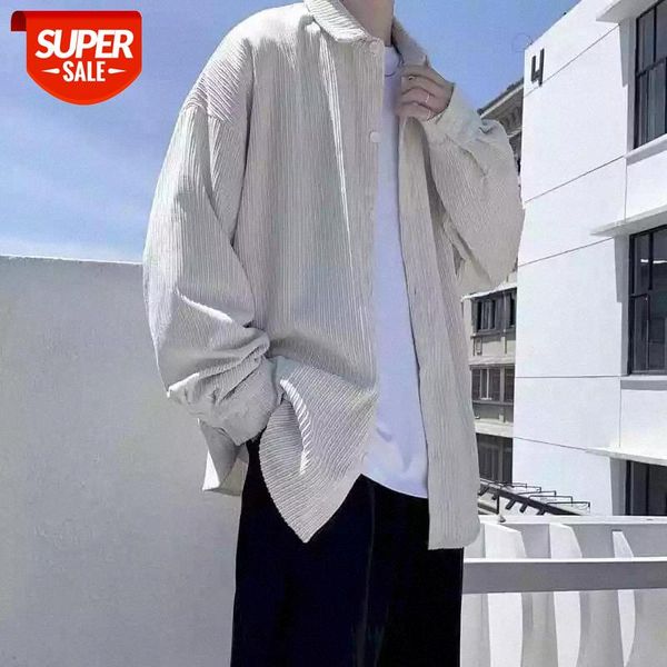 

dark abstinence shirts for men shirt long-sleeved korean loose trend corduroy shirt autumn japanese style fried street jacket #uz2t, White;black