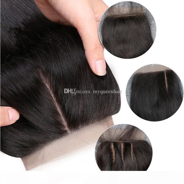 

my queen virgin human hair silk base swiss hd 4*4 lace closure frontal straight silk closure with baby hair, Black;brown