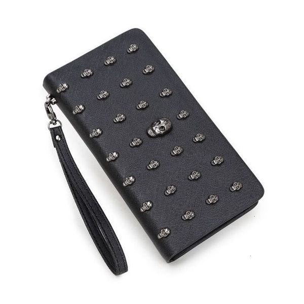 

salevintage on schedel portefeuilles women long handbag rits skelet clutch cardholder carteira man portemonnee, Red;black