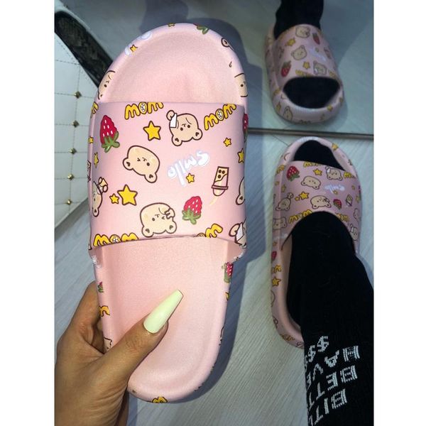 

slippers 2021 fashion beach printed women's flat sandals open toe outdoor casual shoes plus size, Black