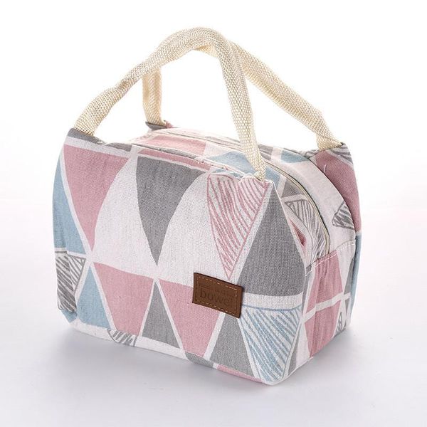 

cotton linen lunch bag for portable thermal bag waterproof travel picnic school breakfast cooler box fashion#40