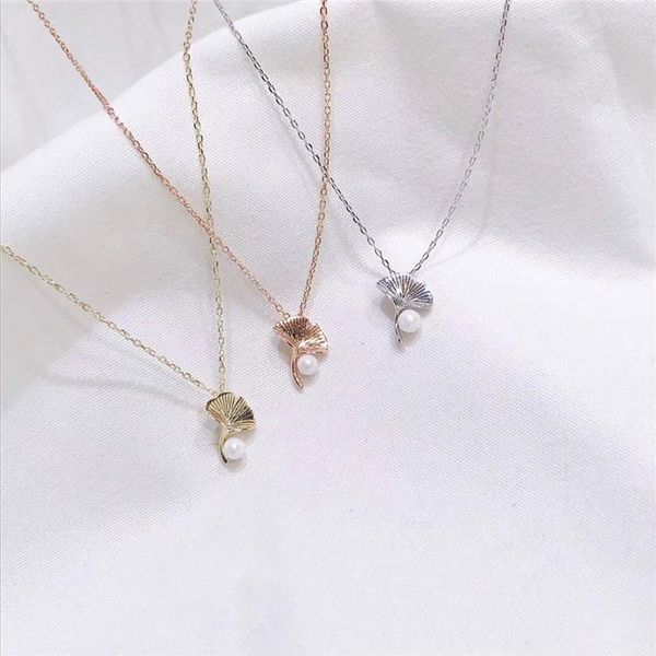 

pendant necklaces silver-encrusted ginkgo leaf necklace woman 925 pure silver lucky grass collarbone chain temperament hundred jewelry