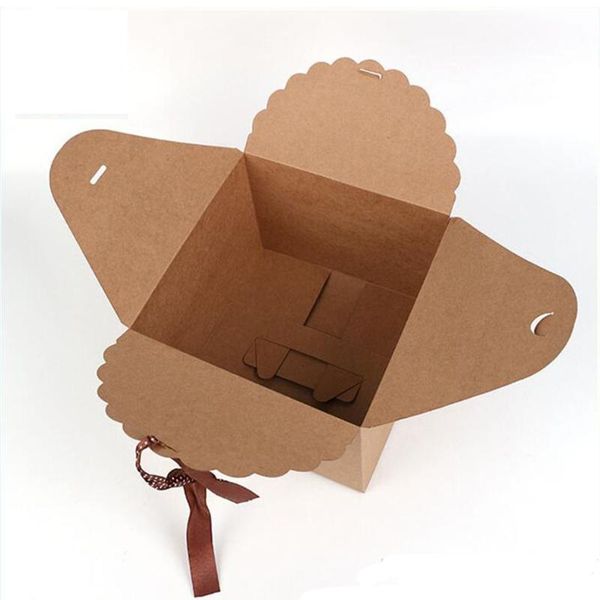 

gift wrap 50pcs simple vintage square kraft paper cake box year wedding party supplies baby full moon with ribbon bow