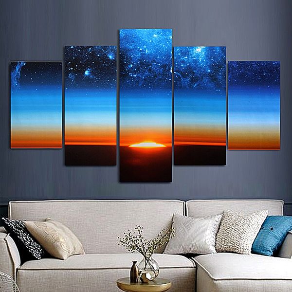 

5pcs/set unframed blue sky wall art oil painting on canvas fashion and impressionist textured paintings picture living room