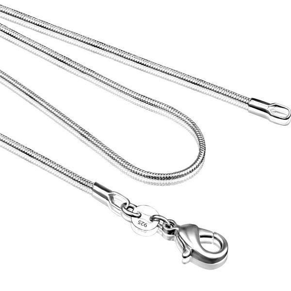 Catene di serpente liscio in argento sterling 925 da 2 mm 16 18 20 22 24 pollici Collana girocollo per gioielli di moda da donna alla rinfusa