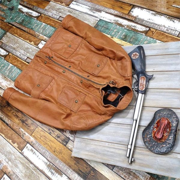 

hunting leather jacket light calfskin coat men's & faux, Black