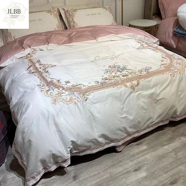 

bedding sets luxury white pink pastoral flower embroidery 1000tc egyptian cotton set  king duvet cover bed sheet pillowcases