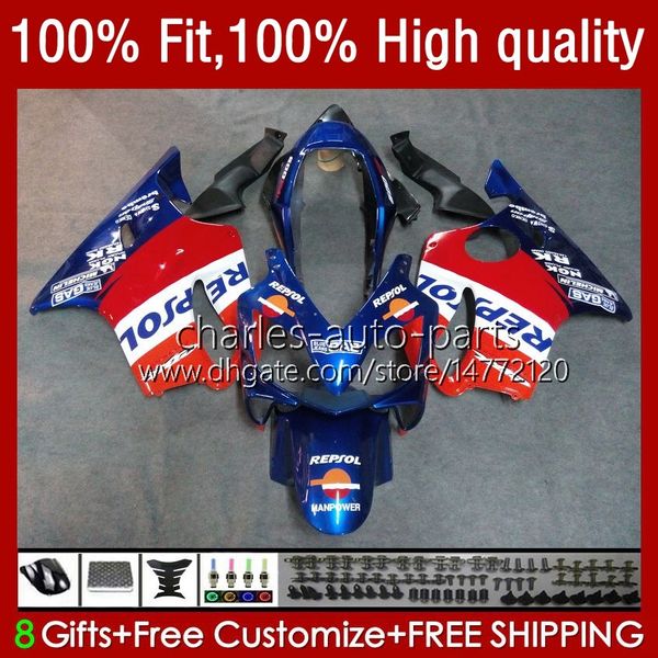 Repsol Blue Injection Stampi Fairings per Honda CBR 600 F4i FS CC F4 I 600F4i CBR600 F4I 04 05 06 07 55No.67 CBR600F4I 600CC 2004 2005 2006 2007 CBR600FS 04-07 Kit corpo OEM