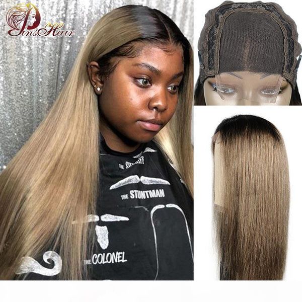 

straight ombre lace front human hair wig grey remy colored 4*4 lace front wig blonde human hair pinshair peruvian 130%, Black;brown
