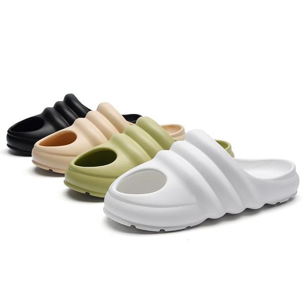 

slippers anti-collision summer sandals cozy casual flat slides leisure men ladies indoor anti-slip shoes women thick platform, Black