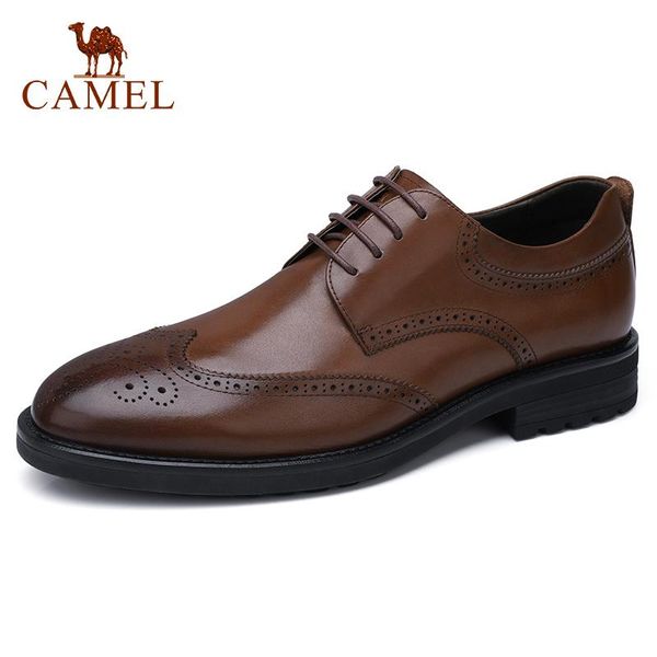 

dress shoes camel brock men men's england wild genuine leather carved flexible burnt cowhide business casual oxford, Black