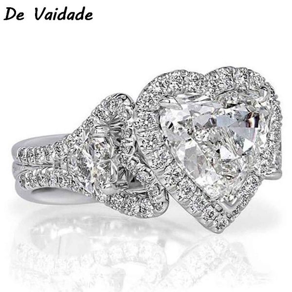 

wedding rings 2021 trend fashion copper inlaid loving heart zircon for women couple cool stuff female ring jewelry us size 6-10, Slivery;golden