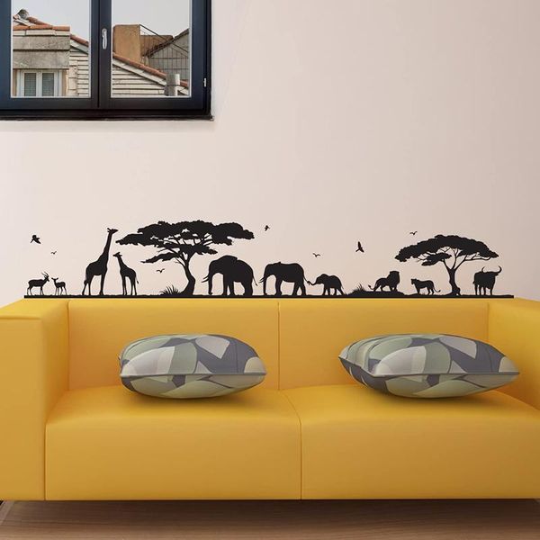 

wall stickers huge safari animal elephant giraffe sticker kids room africa tiger jungle forest tree bird zoo decal nursery dec