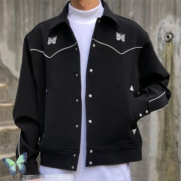 

men's jackets butterfly embroidery awge needles jacket suit men women outdoor dress coats, Black;brown