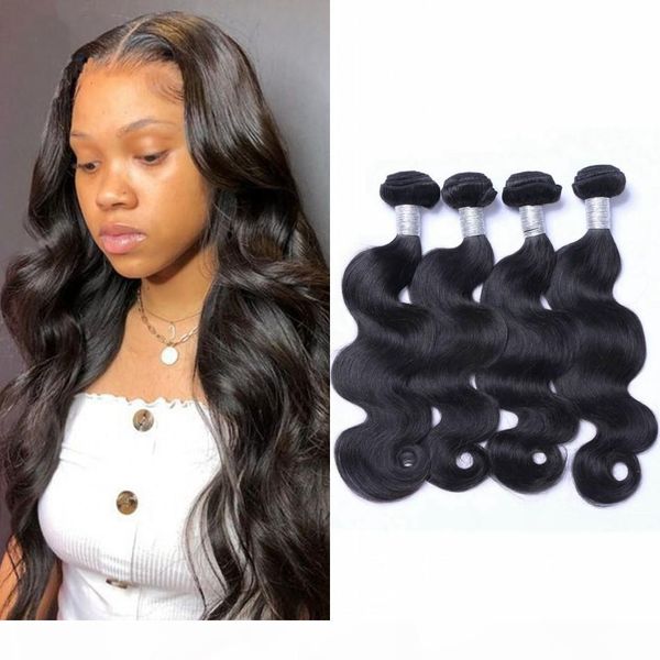 

malaysian hair weave bundles body wave non remy human hair natural color double drawn hair weft, Black