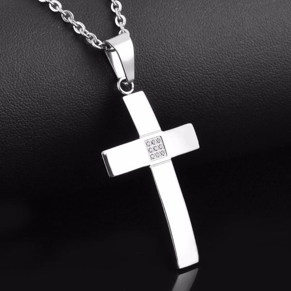 

pendants stainless steel women quality religious jewelry crystal cross necklace pendant wholesale&dropship, Black