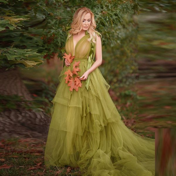 

bras sets fluffy tulle dress olive green custom high split women long es po shoot beach birthday party for u7cc, Red;black